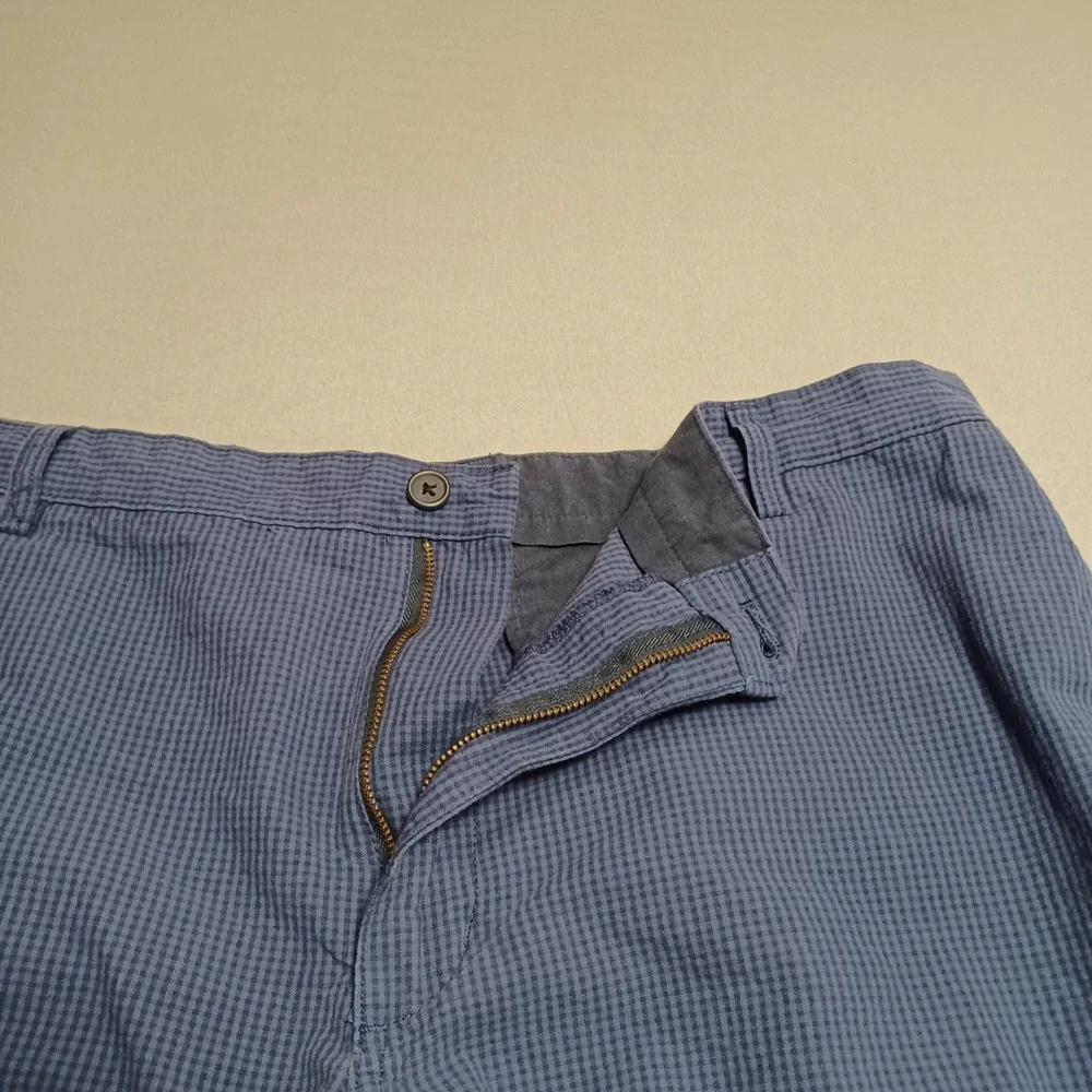 Chaps‎ Shorts Mens 42 Navy Summer NVY Seersucker Micro Check Cotton Flat Front